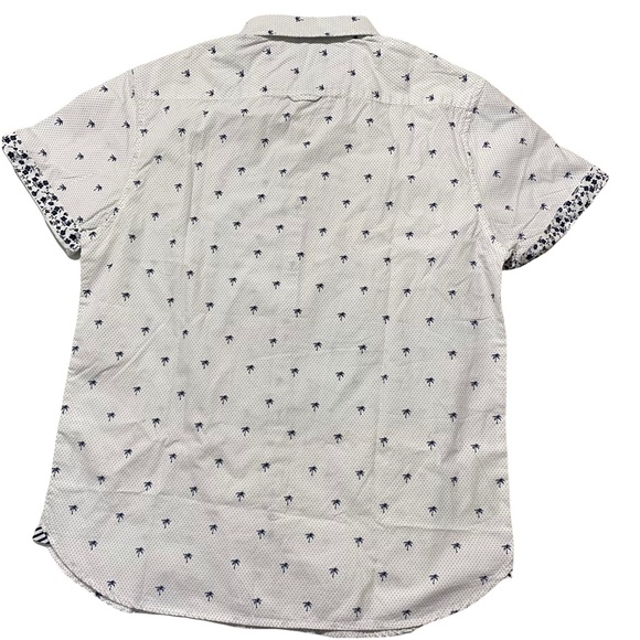Denim & Flower Ricky Singh White Blue Palm Trees Button Down Szs Med, Lg - Picture 4 of 11